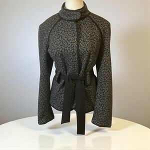 SANDRO SPORTSWEAR PATTERNED/ BUTTON-UP JACKET WITH TIE-UP BELT/ Size L